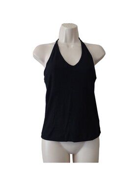 Old Navy Ribbed Black Halter Tank Top Sleeveless Women Size L Summer Vacation